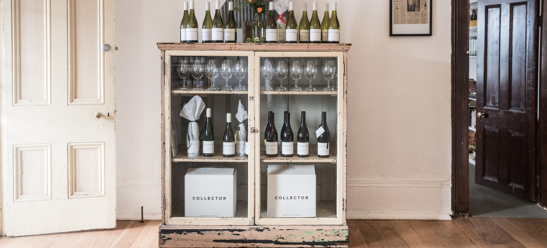 Collector Wines in cabinet at the cellar door